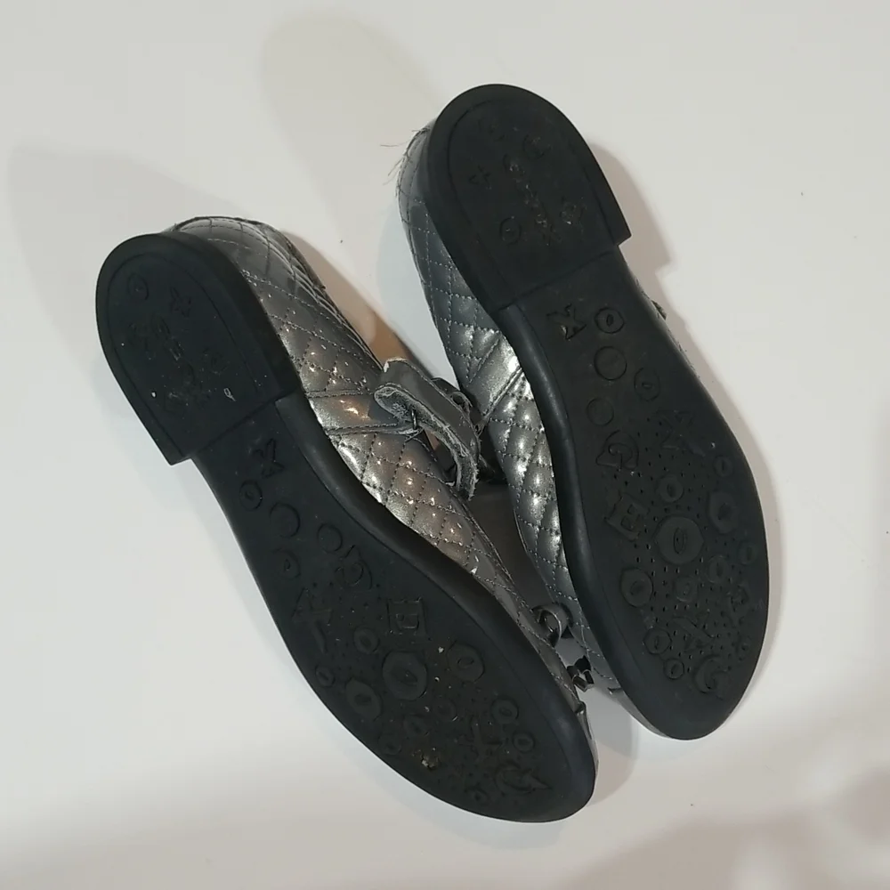 GEOX RESPIRA Plie Mary Jane Gray Silver Quilted Flat